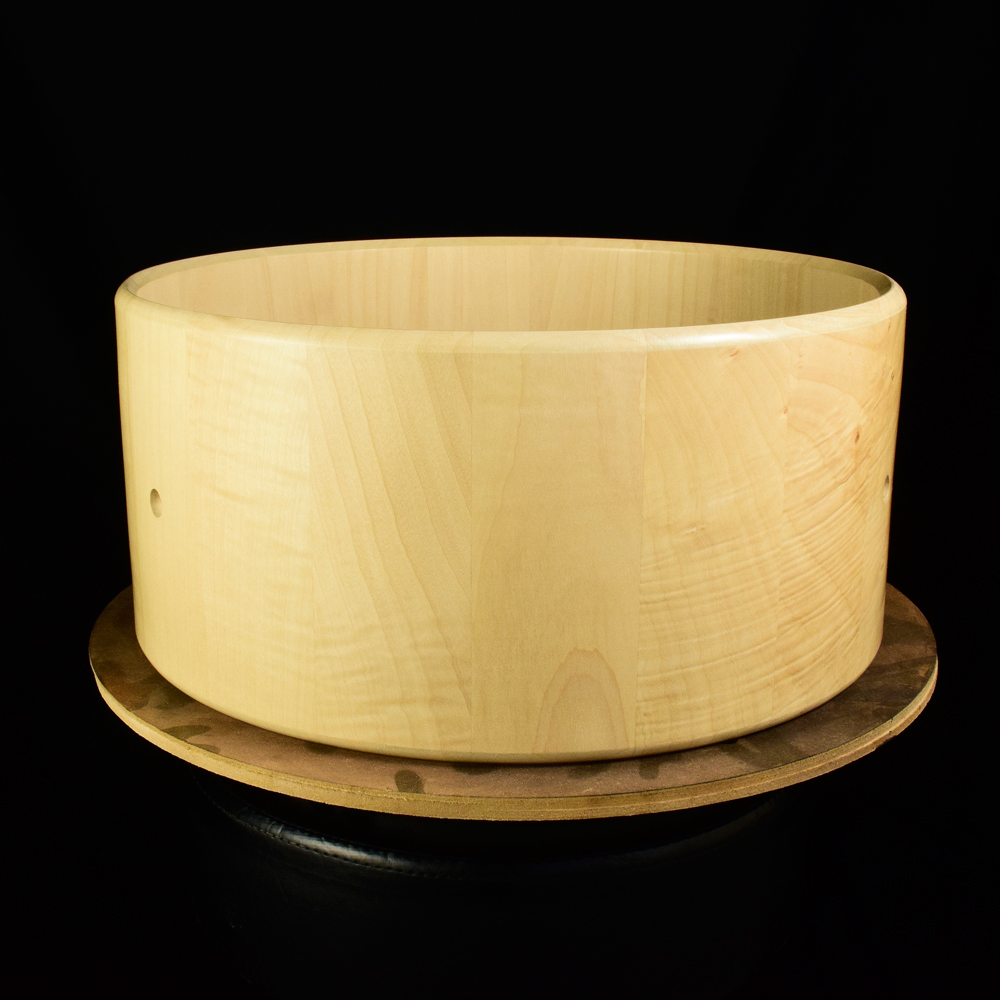 Maple shell for free-floating snare drums