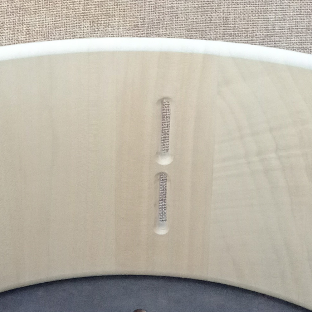 Solid Maple stave snaredrum shell, sunburst, with universal hardware slots