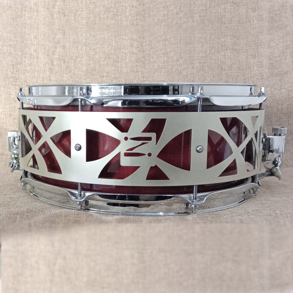 Solid Maple stave snaredrum shell, sunburst, with universal hardware slots