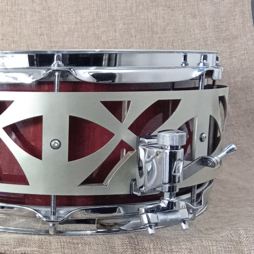 Solid Maple stave snaredrum shell, sunburst, with universal hardware slots