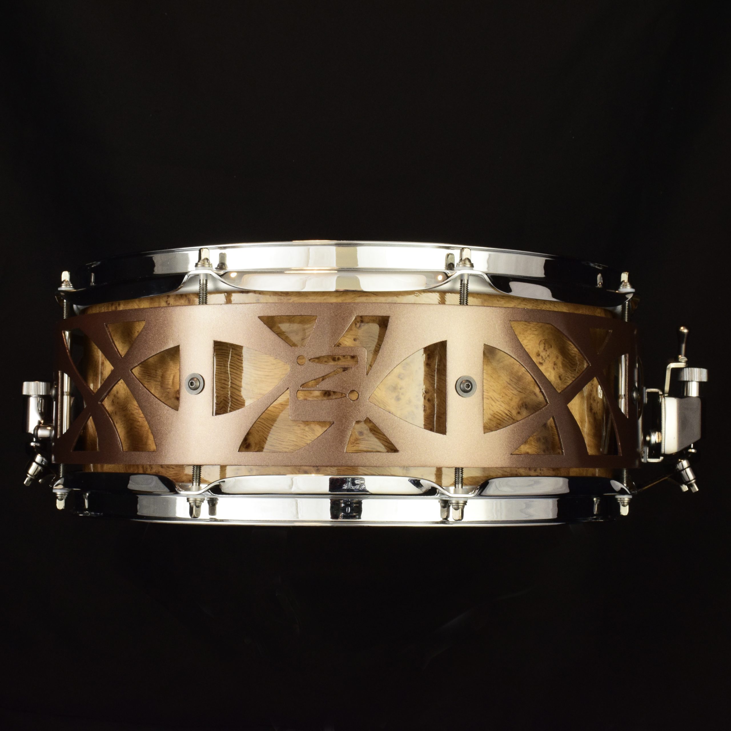 free-floating snare drums Burl Oak stave-shell