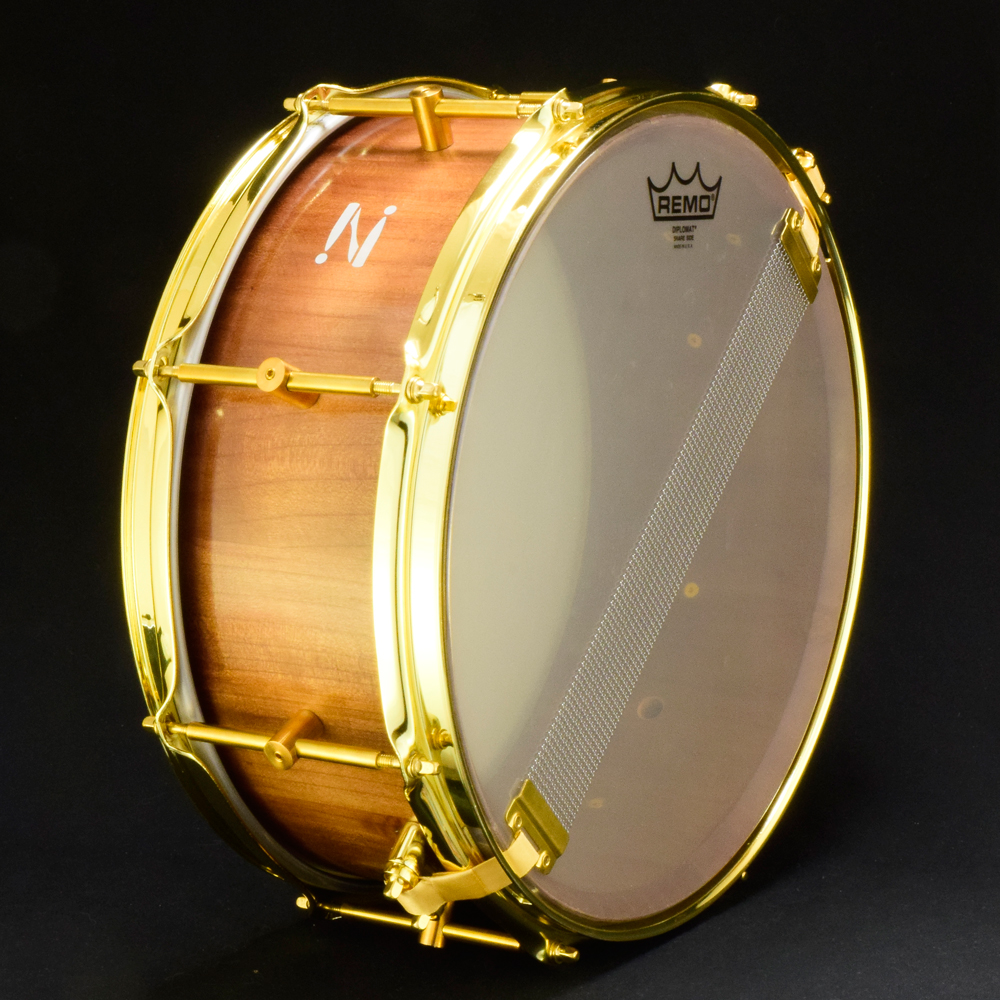 Handmade Cherry Stave Snare Drum – 14" x 6.5" Stealth Series - Image 8