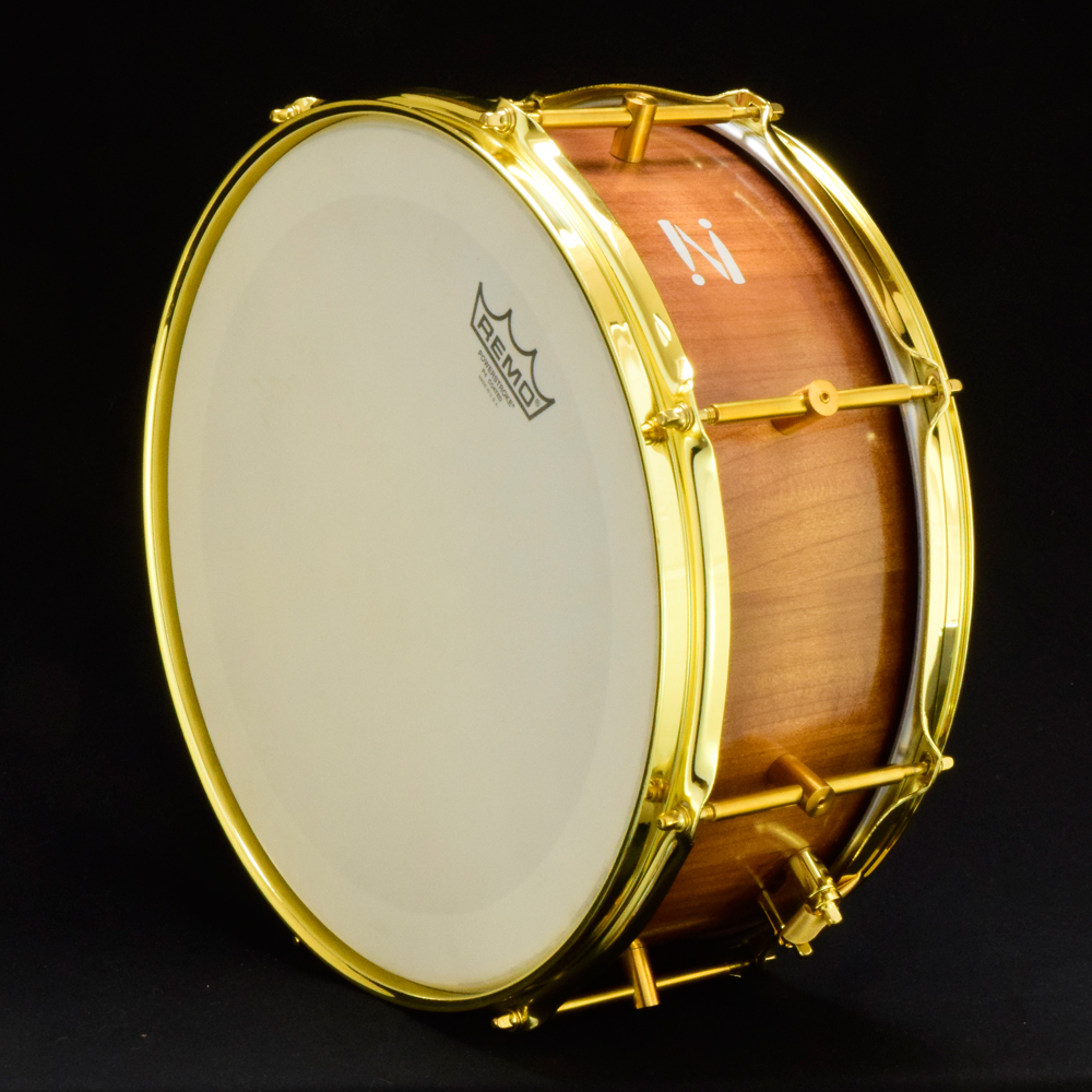 Cherry stave shell custom build snare drum made in the UK