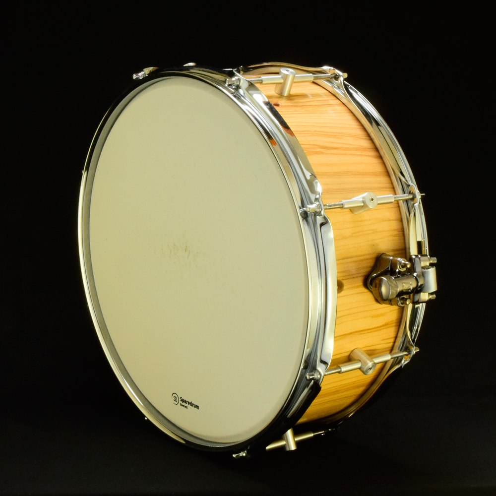 Olivewood snare with free-floating tube lugs