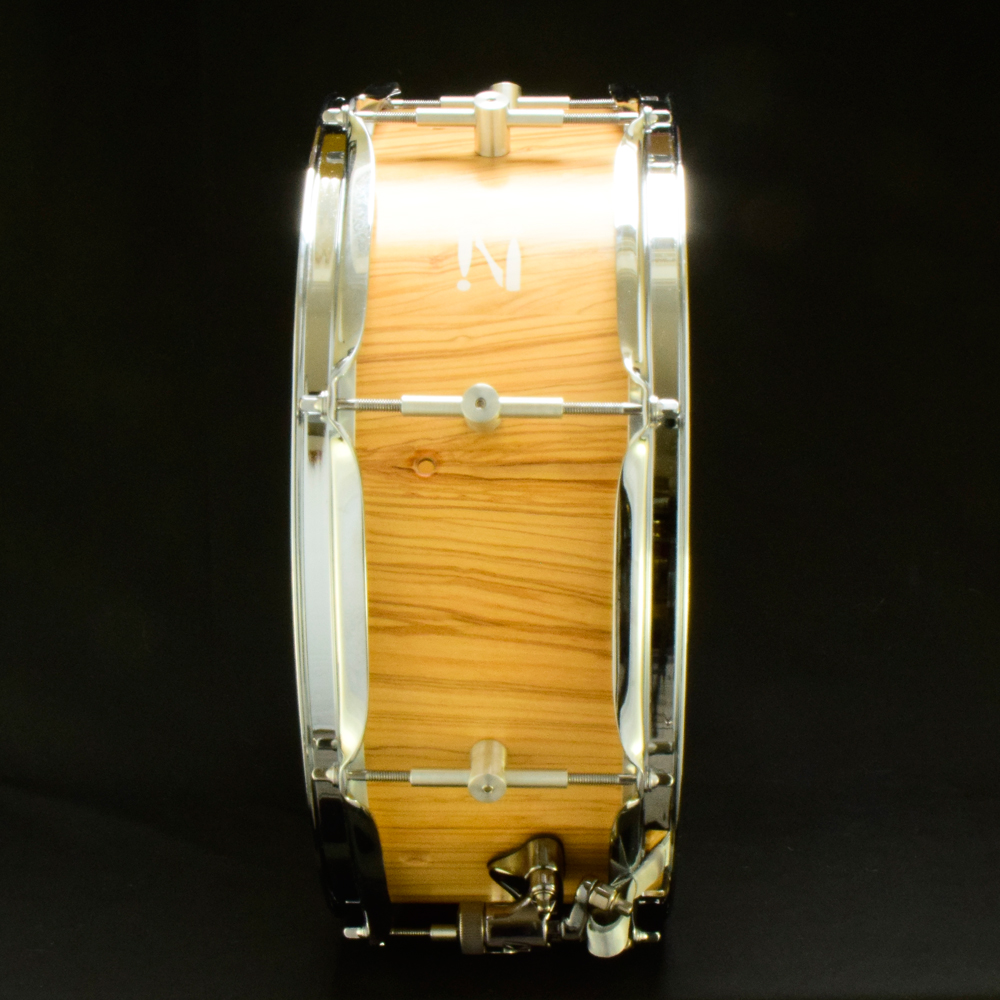 Olivewood snare with free-floating tube lugs