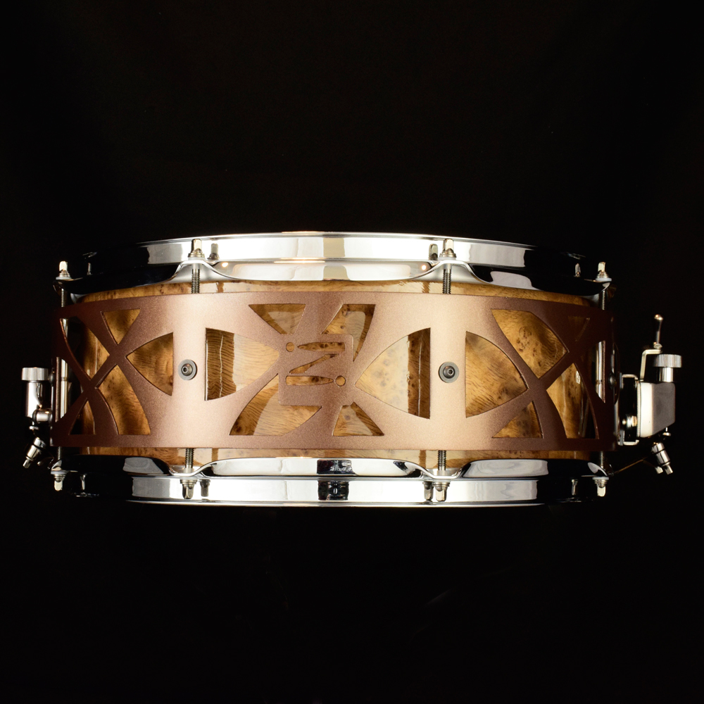 Handmade 14x5.5 stave snare drum burl oak veneer