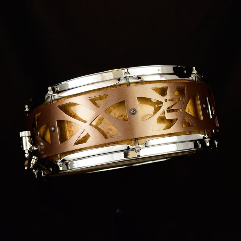 Handmade 14x5.5 stave snare drum burl oak veneer